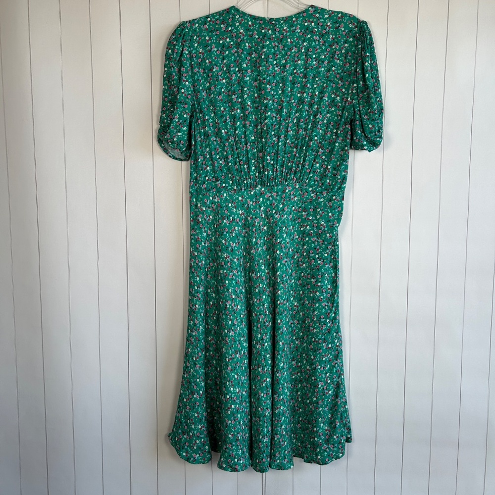 Ghost London size M Sabrina dress green ditsy floral buttoned puff sleeve midi - Picture 7 of 14
